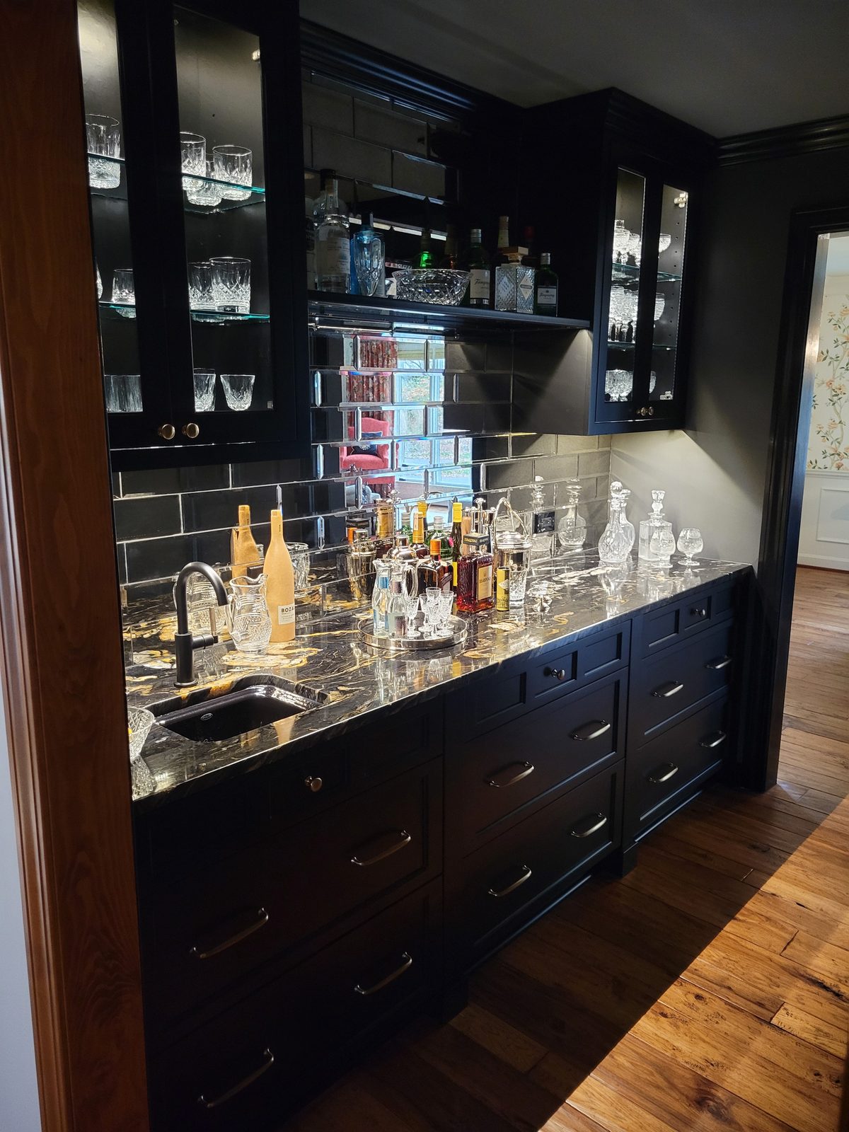 Custom dry bar by Keeler Carpentry